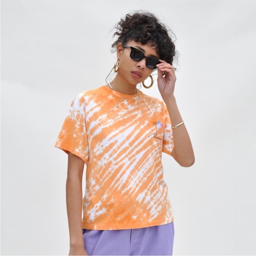 Re/Done Tee Womens Medium Orange 90’s‎ Tie Dye Crew Neck Cotton